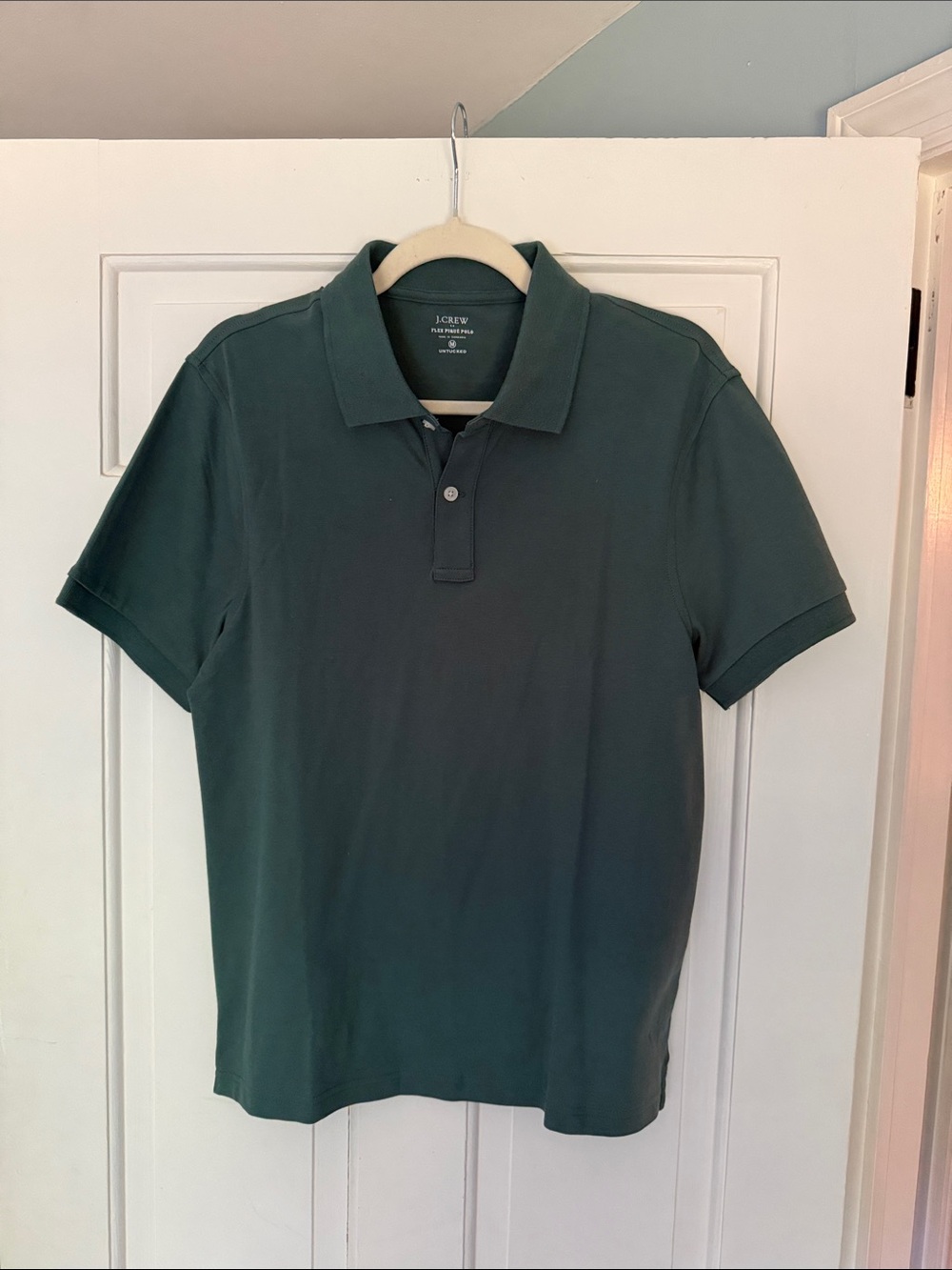 J. Crew Men's Forest Green Cotton Polo, Size M